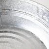Close-up of a durable handcrafted steel low flat tub with a textured galvanized finish, ideal for indoor and outdoor use in Home & Decor, Farm, Garden & Tool, and Animal Care collections.