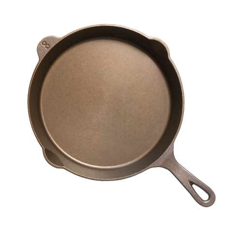 Handmade USA-made 10-1/2" cast iron skillet with smooth surface and lightweight design, perfect for Farm, Garden & Tool, Kitchen & Food, Camping, Cookware, and Cast Iron collections.