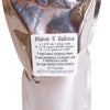 Shiny silver foil pouch containing powdered mix with handwritten recipe label for making 5 gallons of rich, creamy ice cream; featured in Kitchen & Food and USA Made collections.
