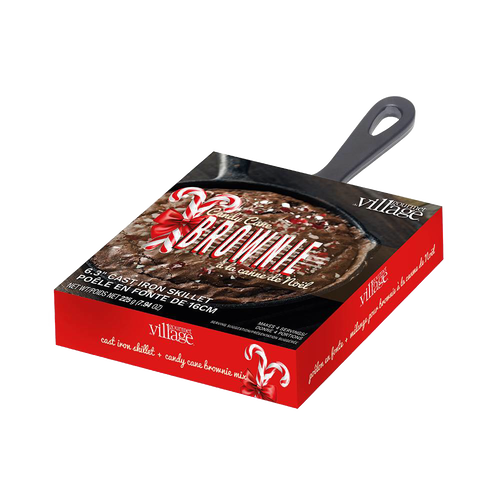 Candy cane flavored brownie mix with 6-inch cast iron skillet, featuring a handcrafted design, perfect for Kitchen & Food, Dry Goods and Mixes, Best Sellers, and Promo Eligible collections.