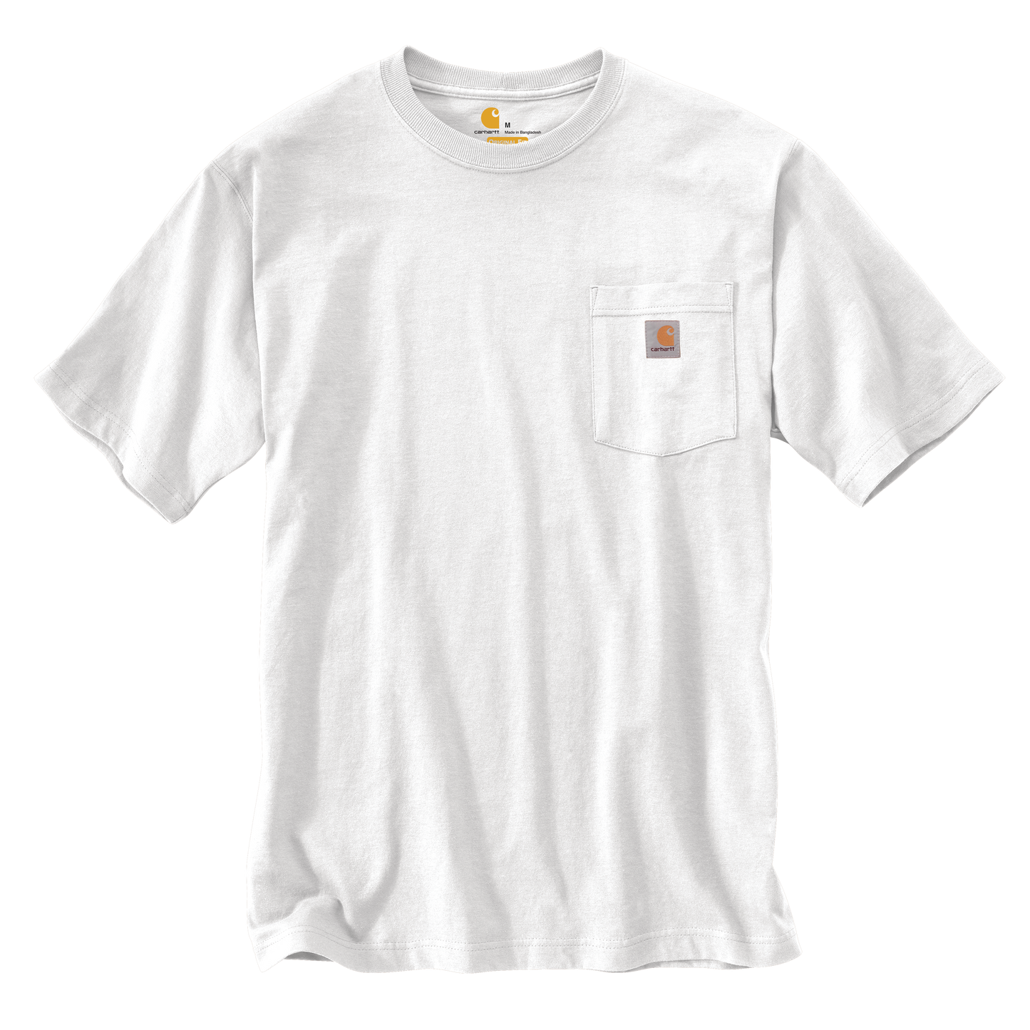 Heavyweight cotton short-sleeve t-shirt in white with rib-knit crewneck and chest pocket featuring a small logo patch, handcrafted for Health & Wellness, Clothing and Accessories, Best Sellers, and Promo Eligible collections.