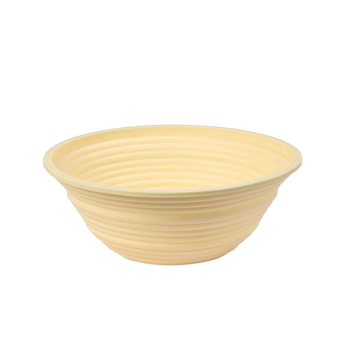 Circular collapsible bread proofing basket with concentric ridges, made from durable silicone and steel rim, designed for easy dough rising and compact storage in Kitchen & Food collections.