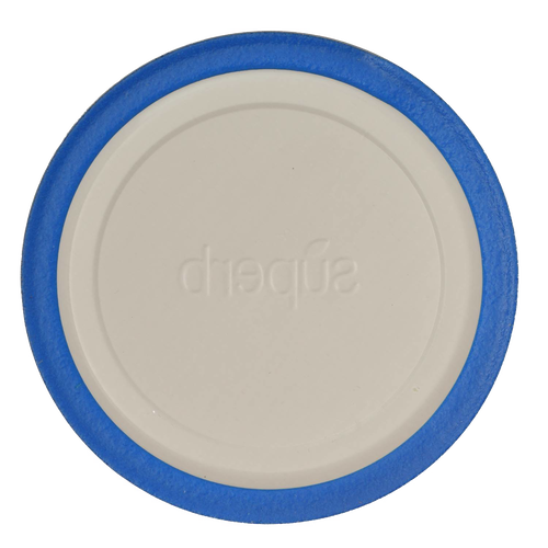 Round wide-mouth canning jar lid with a white center and blue sealing edge, designed for reliable food preservation and featured in Kitchen & Food and Food Preservation collections.