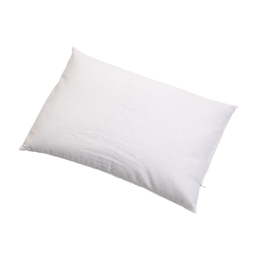 Handcrafted white buckwheat bed pillow with a smooth cover, made in the USA, offering adjustable firmness and natural support, featured in Home & Decor, Home Textiles, USA Made, and Best Sellers collections.