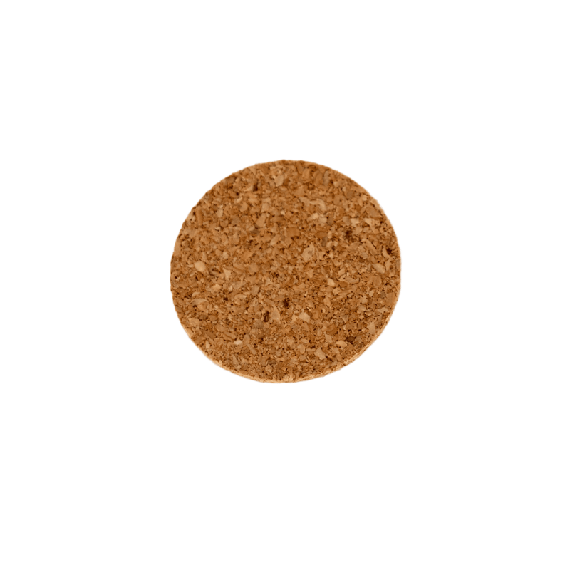Round cork gasket seal made from natural cork material, designed for use with fuel caps to maintain seals on vintage lamps, featured in lamps and parts collections.