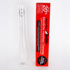 Clear borosilicate glass chimney tube alongside its red branded box, part of lamps, lighting, and chimney accessories collections for enhanced lamp brightness and durability.