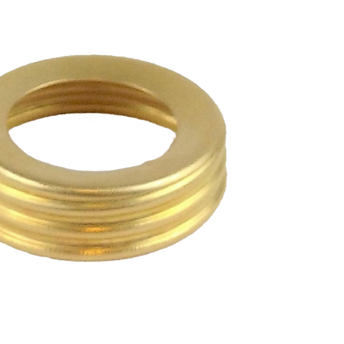 Brass-colored metal thread ring with 1-inch male coarse thread, designed for use with glass oil lamp fonts, featured in Lamps & Lighting, Parts and Accessories, and Best Sellers collections.