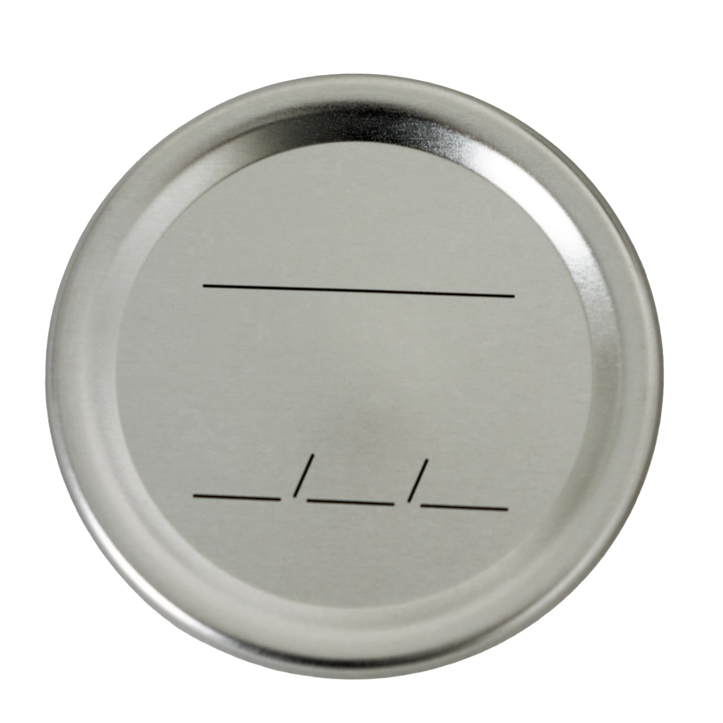 Silver-toned regular-mouth canning lid featuring simple black labeling lines, BPA-free sealing compound, suitable for Kitchen & Food, Food Preservation, Canning, and Best Sellers collections.