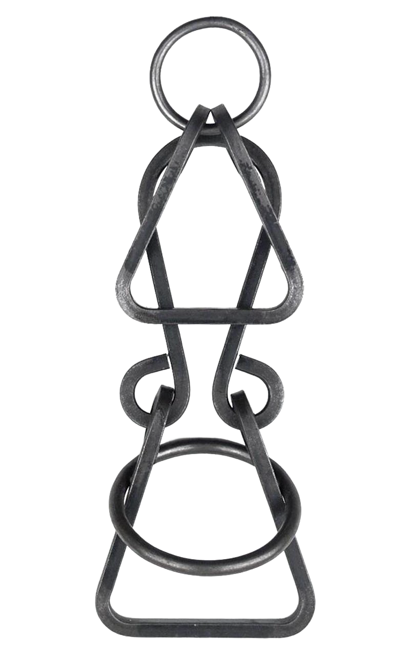 Handcrafted metal brain teaser puzzle with interlocking geometric shapes, made in USA, featured in Toys, Books & Games, Games and Puzzles, and Best Sellers collections.