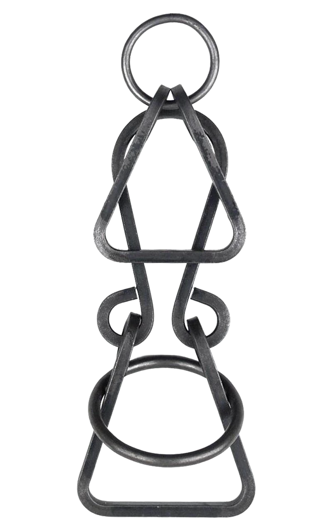 Handcrafted metal brain teaser puzzle with interlocking geometric shapes, made in USA, featured in Toys, Books & Games, Games and Puzzles, and Best Sellers collections.