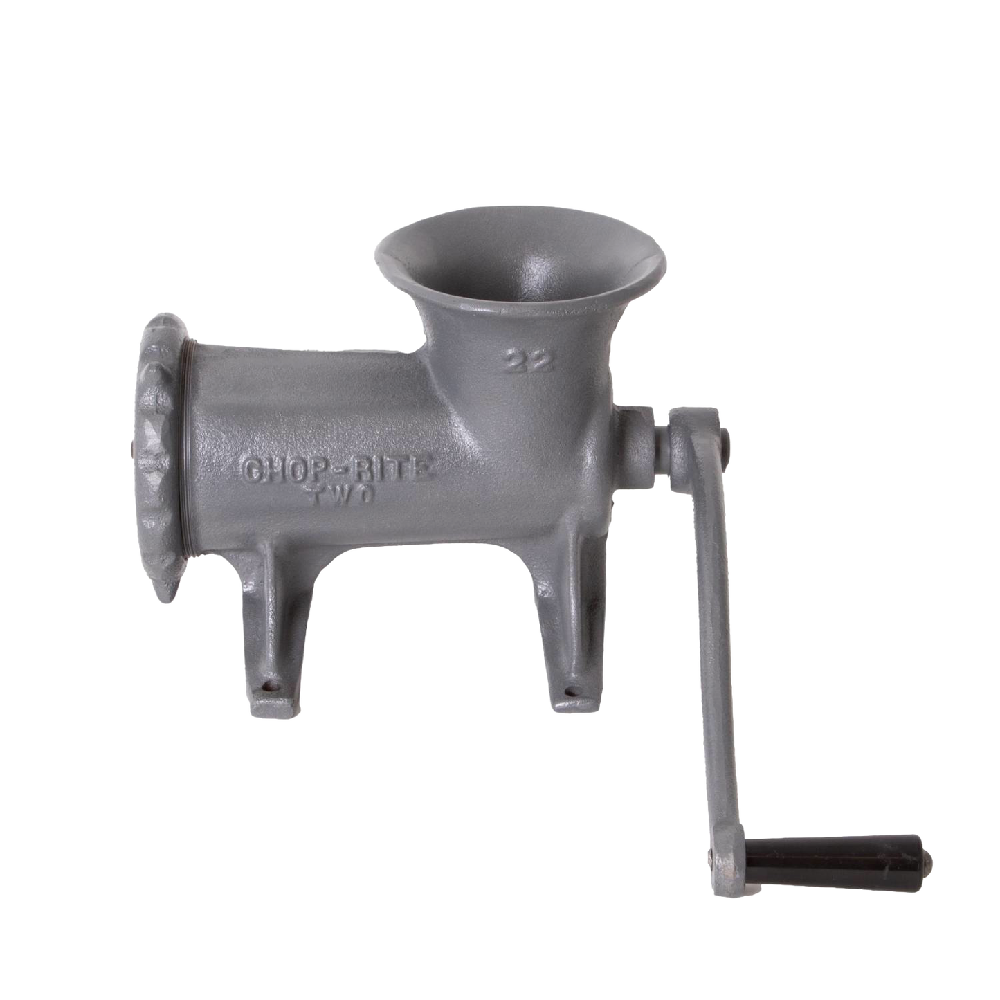 Cast iron meat grinder with a hand crank, featuring tough Xylon coating and designed for regular use in butchering, perfect for Kitchen & Food, Specialty Equipment, and USA Made collections.