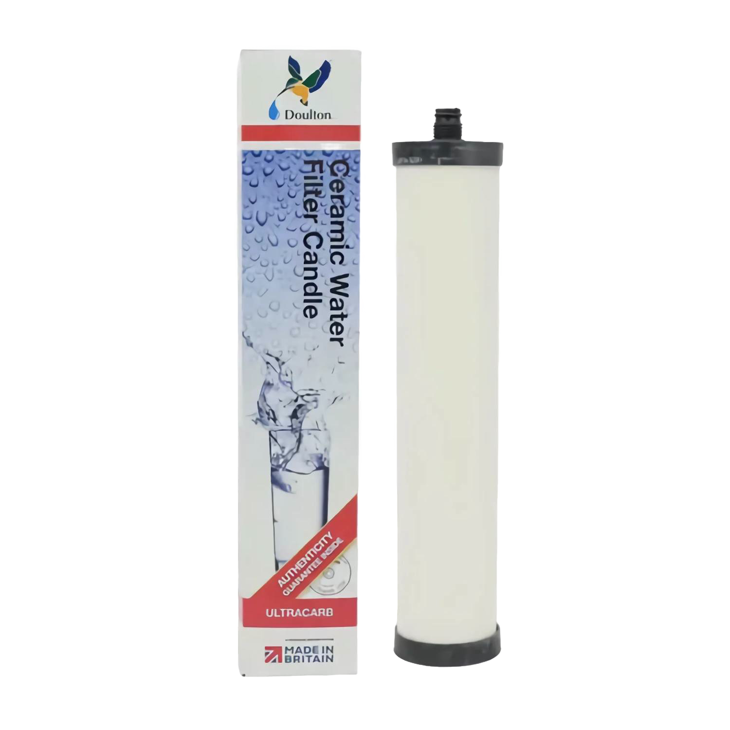Replacement ceramic water filter candle designed to reduce chlorine, bacteria, cysts, sediment, and heavy metals, compatible with Franke and Doulton systems, ideal for appliances, emergency supplies, and water treatment.