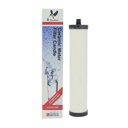 Replacement ceramic water filter candle designed to reduce chlorine, bacteria, cysts, sediment, and heavy metals, compatible with Franke and Doulton systems, ideal for appliances, emergency supplies, and water treatment.