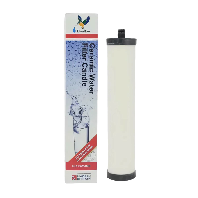 Replacement ceramic water filter candle designed to reduce chlorine, bacteria, cysts, sediment, and heavy metals, compatible with Franke and Doulton systems, ideal for appliances, emergency supplies, and water treatment.
