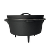 Sturdy nitrogen hardened cast iron Dutch oven with smooth, stick-resistant surface, three legs for outdoor cooking, crafted for Farm, Garden & Tool, Kitchen & Food, Camping, and Cast Iron collections.