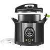 Electric digital pressure canner with stainless steel and black housing, featuring a round digital display and green-accented control button, part of Kitchen & Food, Food Preservation, and Pressure Canners collections.