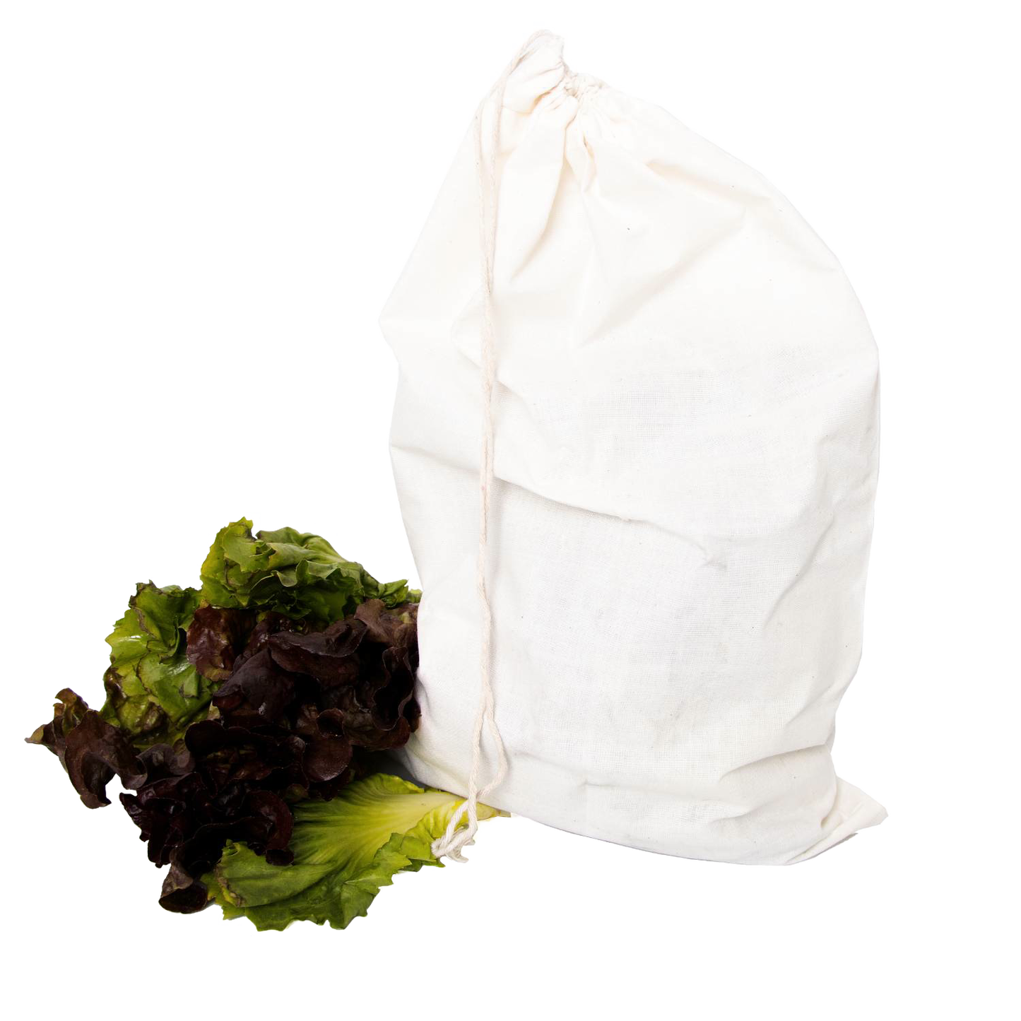 Reusable cloth salad storage bag with drawstring closure, designed to keep leafy greens fresh longer, ideal for Kitchen & Food, Storage and Serving, Best Sellers, and Promo Eligible collections.