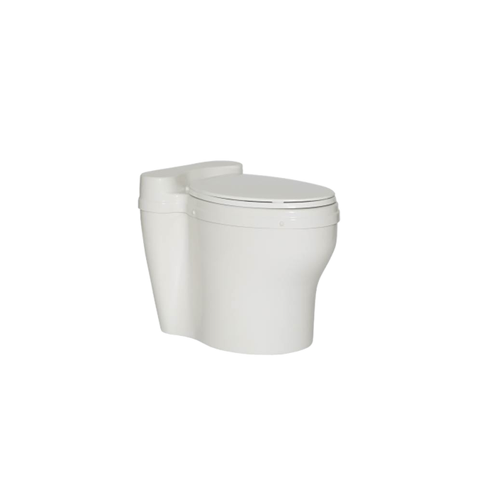 White waterless elongated dry toilet fixture with a regular sized seat, designed for composting toilets and included in Appliances and Best Sellers collections.