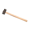 Steel farrier hammer with long wooden handle and balanced design, featuring rounding and square sides, ideal for farm tools, hand tools, and garden collections.