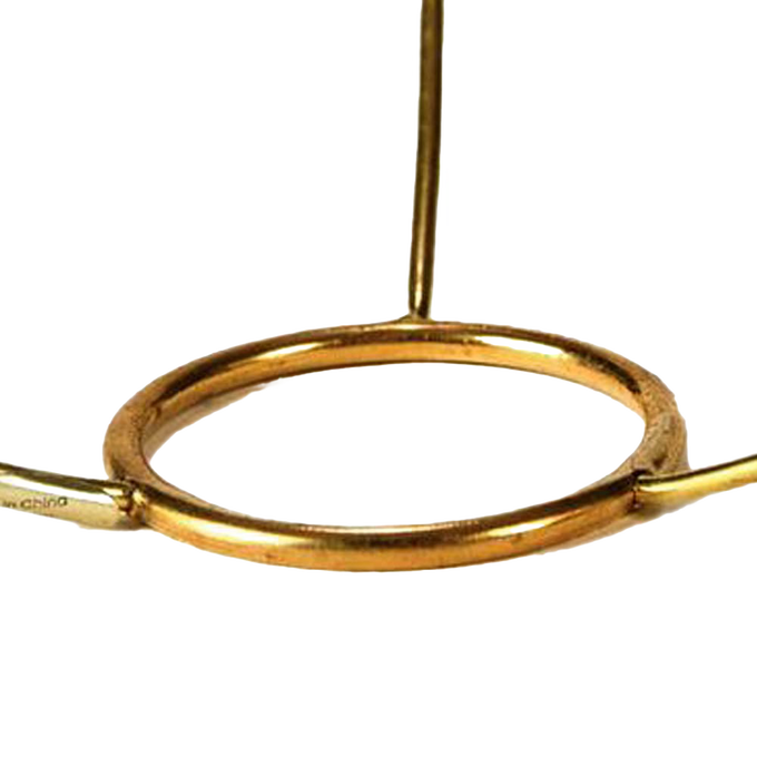Circular brass shade holder with tripod support arms, designed for lamp shades, featured in Lamps & Lighting, Parts and Accessories, Shade Rings and Holders, Best Sellers, and Promo Eligible collections.
