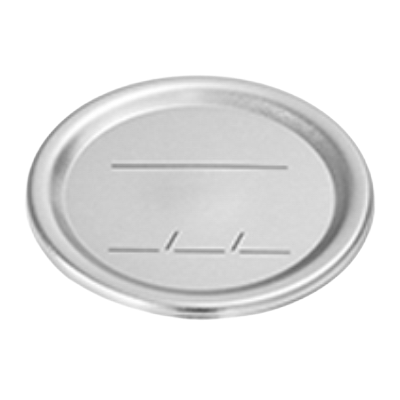 Silver-tone regular-mouth canning jar lid with BPA-free sealing compound and simple black lines for labeling, suitable for Kitchen & Food, Food Preservation, and Canning collections.