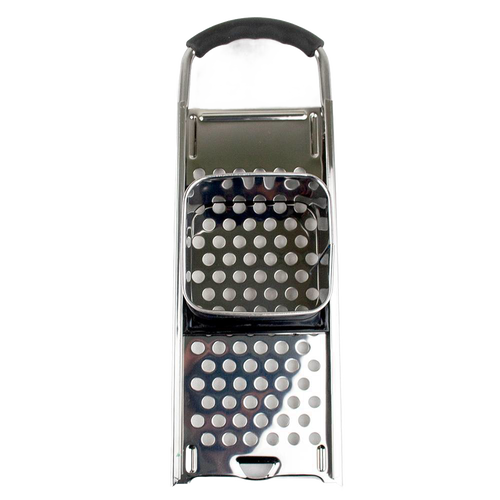 Handcrafted spaetzle maker with stainless steel grater and black handle, designed for easy noodle preparation, ideal for Kitchen & Food, Cookware, Baking Supplies, and Best Sellers collections.