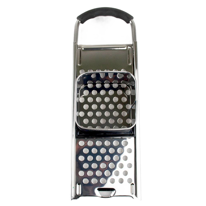 Handcrafted spaetzle maker with stainless steel grater and black handle, designed for easy noodle preparation, ideal for Kitchen & Food, Cookware, Baking Supplies, and Best Sellers collections.