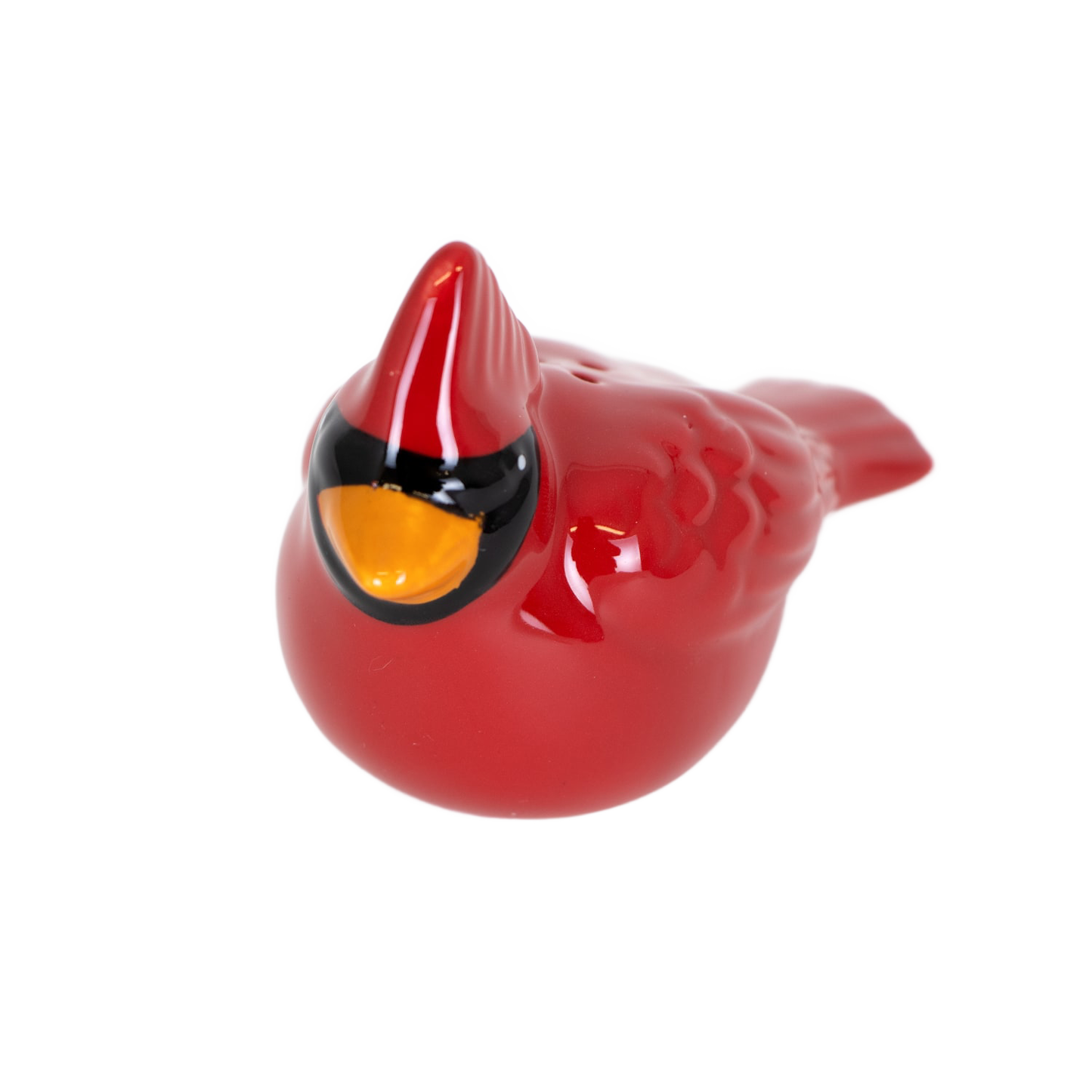 Handcrafted red ceramic cardinal salt shaker with detailed hand-painted features, part of a festive Kitchen & Food and Dinnerware collection favorite.