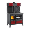 Unique handcrafted La Nordica Milly wood-burning cook stove with cast iron fire door, optional top food warmer, external air intake, and legs for easy cleaning, ideal for Stoves, Cookstoves, Best Sellers, and All Stoves & Appliances collections.