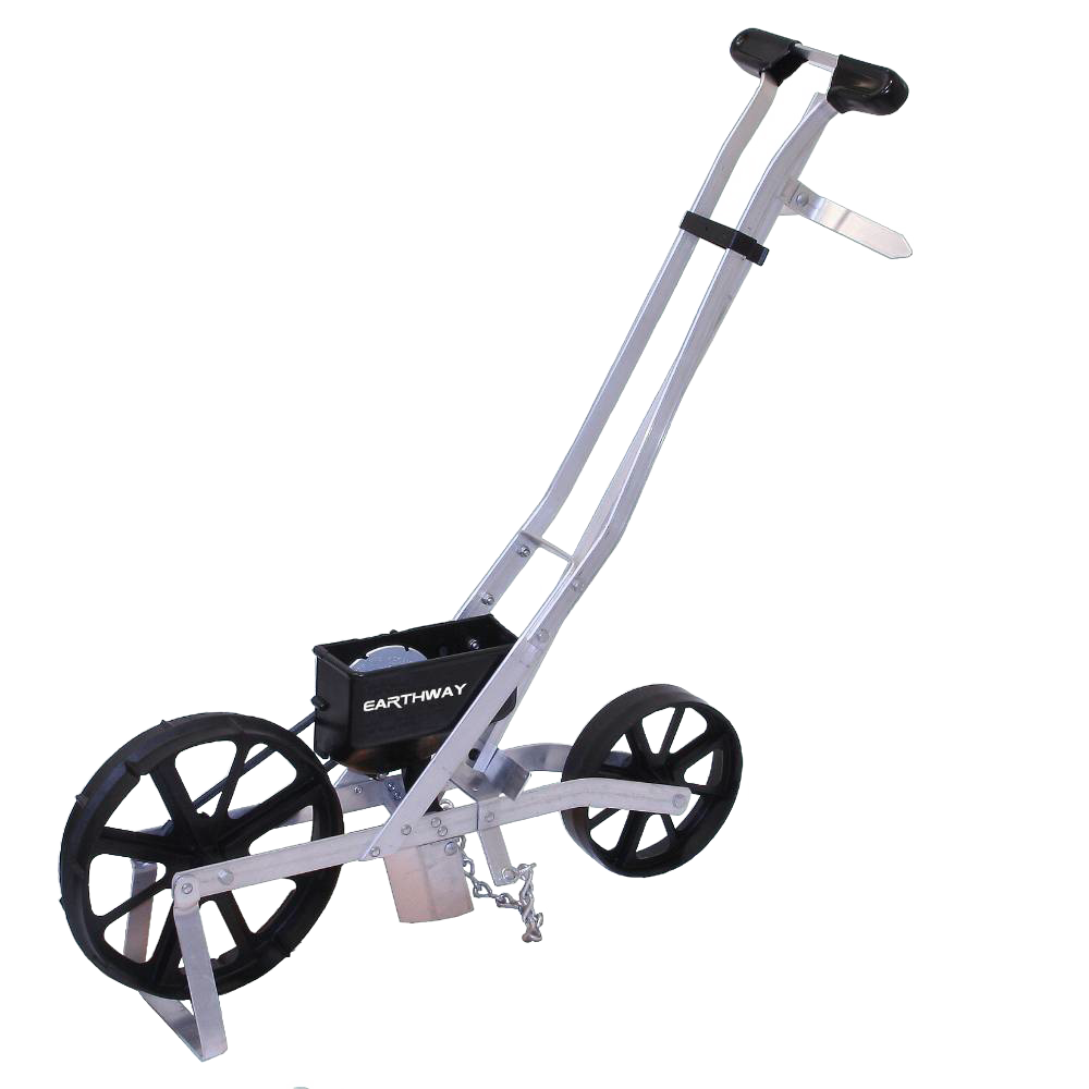 Handcrafted versatile garden seeder with sturdy metal frame and large spoked wheels, designed for precise planting in farm, garden & tool, seeds and planting, USA Made, and best sellers collections.