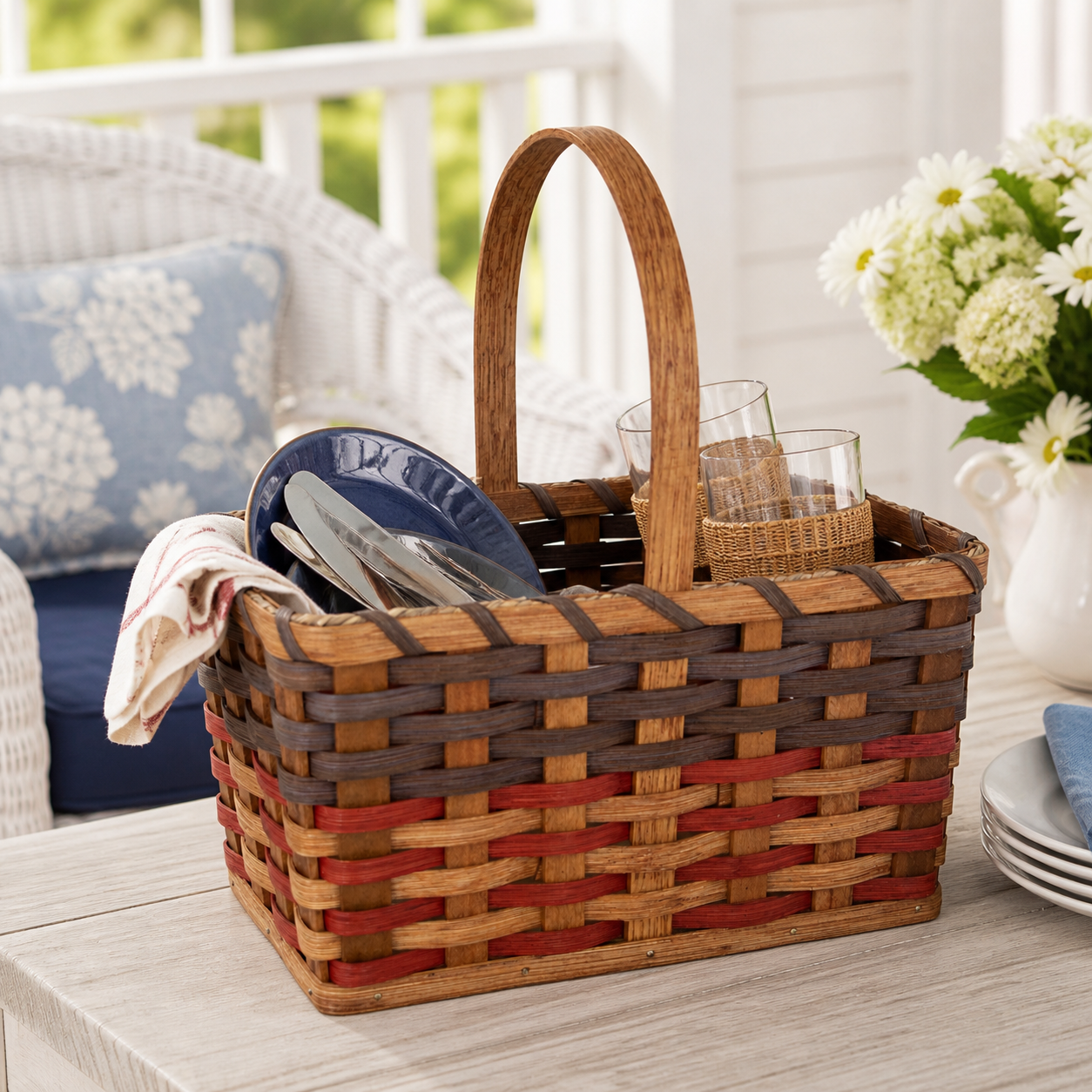 Handwoven Flag Basket - Amish Made