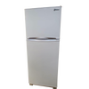 Compact white gas refrigerator with top freezer and smooth exterior, designed for small spaces and part of USA Made and Appliances collections.