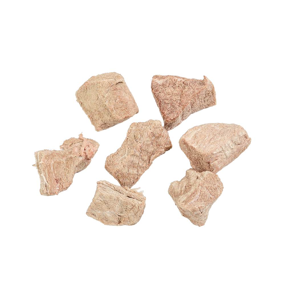 Handcrafted freeze-dried top round beef cubes with a long shelf life, ideal for Kitchen & Food, Food, Freeze Dried, USA Made, Best Sellers, and Promo Eligible collections.