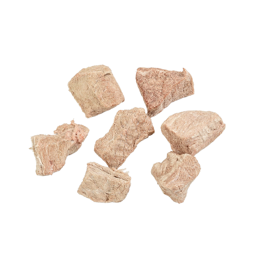 Handcrafted freeze-dried top round beef cubes with a long shelf life, ideal for Kitchen & Food, Food, Freeze Dried, USA Made, Best Sellers, and Promo Eligible collections.