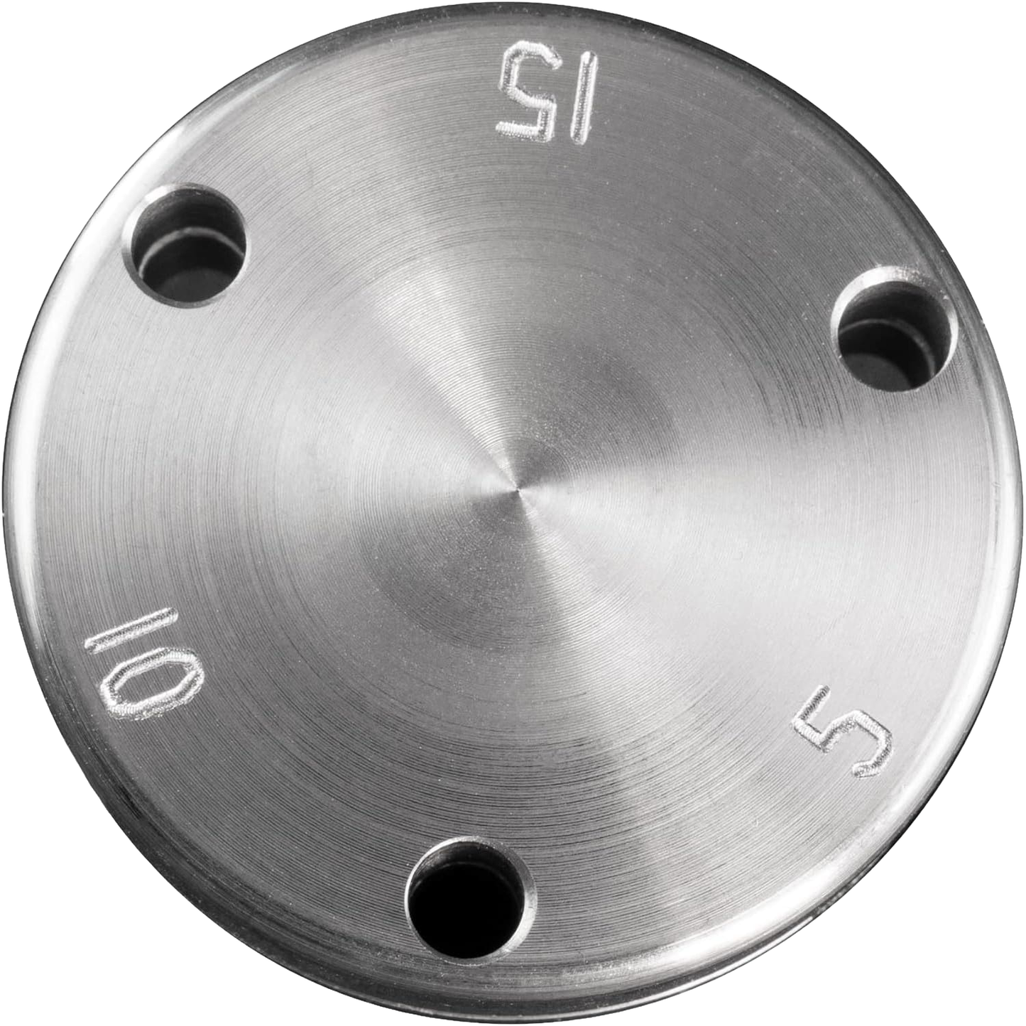 Round stainless steel pressure cooker part with engraved numbers 5, 10, and 15, featuring three evenly spaced holes, designed for Kitchen & Food, Food Preservation, Canning, and Pressure Canners collections.