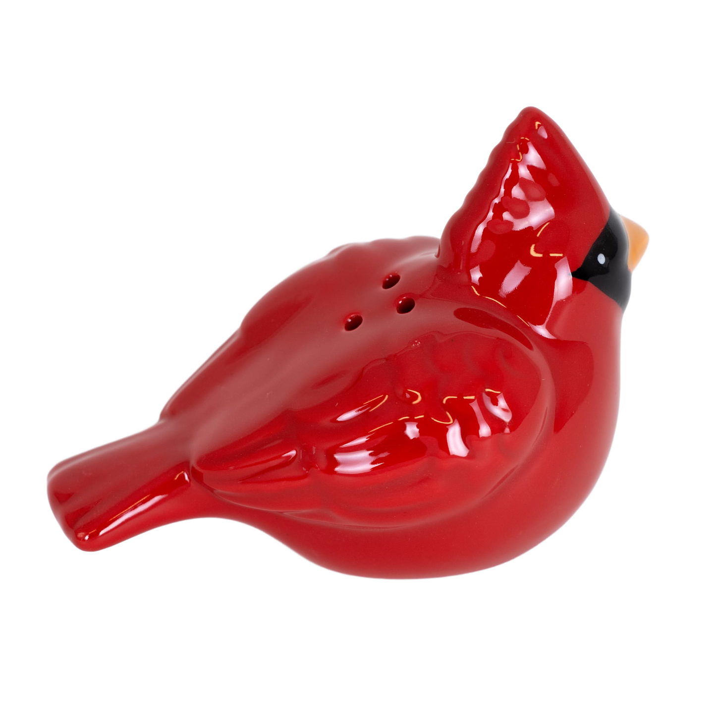 Hand-painted red earthenware cardinal salt shaker with rubber stopper, a charming handcrafted addition to Kitchen & Food, Dinnerware, Best Sellers, and Promo Eligible collections.
