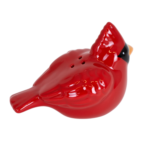 Hand-painted red earthenware cardinal salt shaker with rubber stopper, a charming handcrafted addition to Kitchen & Food, Dinnerware, Best Sellers, and Promo Eligible collections.