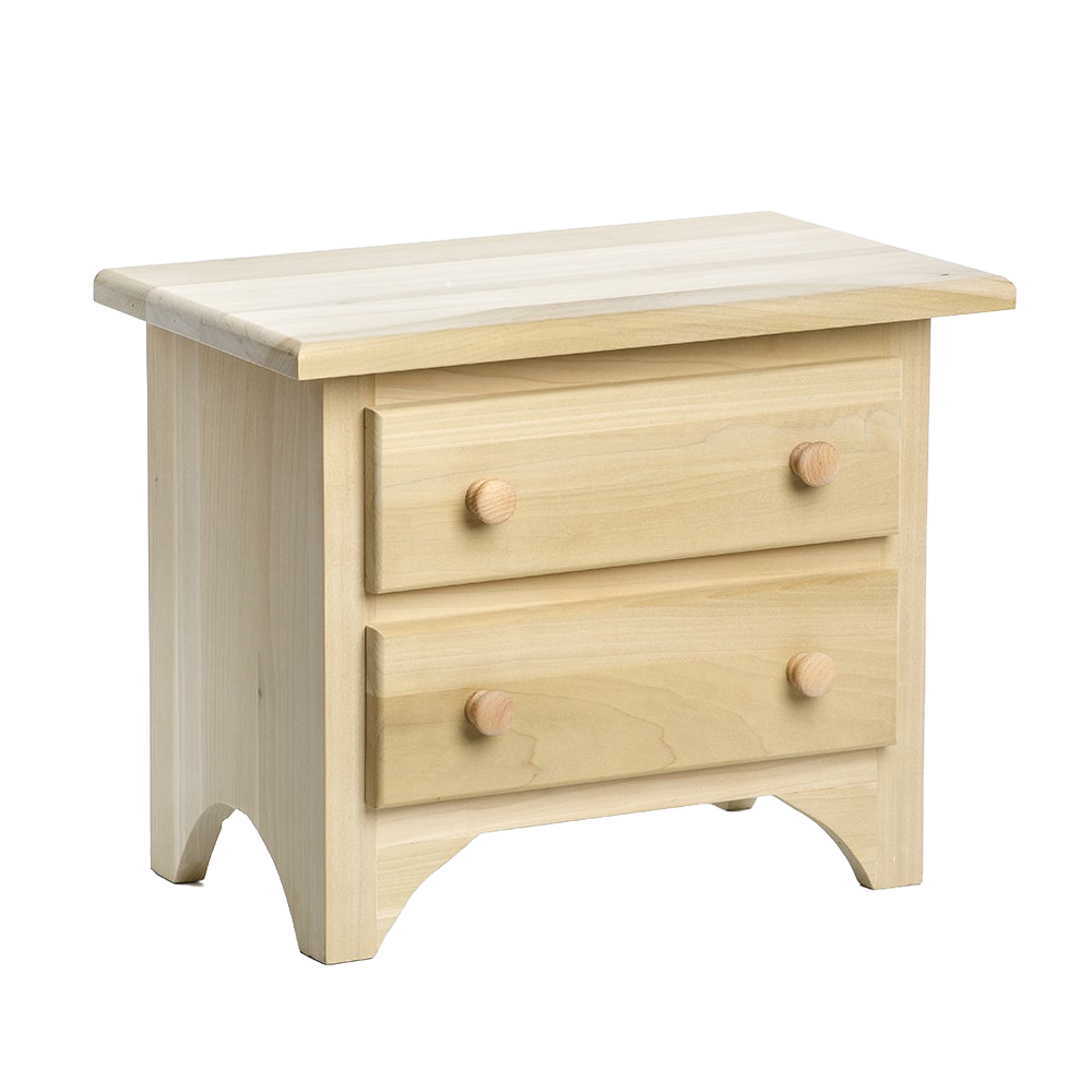 Handcrafted wooden mini dresser with two functional drawers, made by Amish artisans in the USA, designed for children's doll play, part of Toys, Books & Games and Wooden Toys collections.