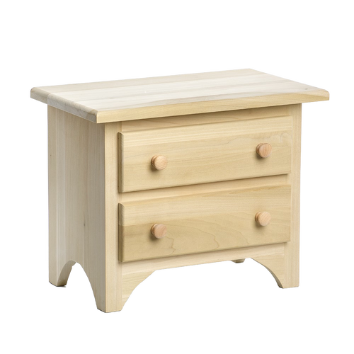 Handcrafted wooden mini dresser with two functional drawers, made by Amish artisans in the USA, designed for children's doll play, part of Toys, Books & Games and Wooden Toys collections.