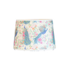 Shatterproof parchment lamp shade featuring a vibrant peacock and floral design, crafted for Aladdin oil lamps, perfect for Lamps & Lighting and Lamp Shades collections.