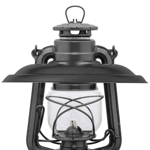 Unique handcrafted steel reflector in dark finish designed to control and direct lantern light downward, reducing glare and protecting the glass globe, ideal for Lamps & Lighting, Emergency Supplies, Oil Lamps, Best Sellers, and Promo Eligible collections.