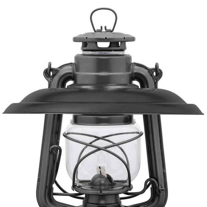 Unique handcrafted steel reflector in dark finish designed to control and direct lantern light downward, reducing glare and protecting the glass globe, ideal for Lamps & Lighting, Emergency Supplies, Oil Lamps, Best Sellers, and Promo Eligible collections.