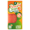 Set of three peach-colored silicone scrubbing pads in bright orange and green packaging, designed for household cleaning and USA made with a three-month no-odor warranty.