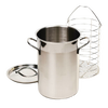 Stainless steel asparagus steamer pot with lid and chromed steel insert basket designed for upright steaming, featured in Kitchen & Food, Cookware, and Best Sellers collections.