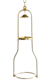 Polished solid brass hanging bracket with tilt frame design for vintage oil lamps, suitable for lamps & lighting collections, highlighting classic and functional appeal.