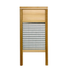 Handcrafted washboard with a wooden frame and galvanized wavy surface, designed for tough stain removal; ideal for Home & Decor, Laundry Supplies, USA Made, and Best Sellers collections.