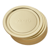 Stack of gold-tone metal regular-mouth canning jar lids embossed with "superb," designed for reliable sealing in food preservation, featured in USA made and kitchen collections.