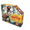 Boxed 100-piece dinosaur-shaped jigsaw puzzle featuring a roaring raptor illustration and educational poster, designed for children’s toys and puzzles collections.