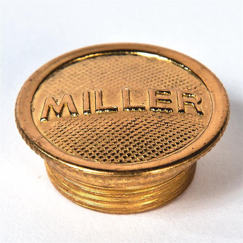 Polished solid brass filler cap with embossed name, designed for oil lamp fittings, part of Lamps & Lighting and Lamp Burners and Collars collections.