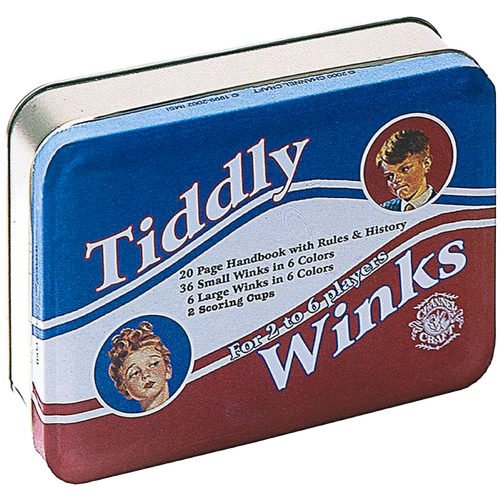 Handcrafted classic tin game featuring Tiddly Winks with colorful wink pieces, scoring cups, and a 20-page handbook, made in USA, in Toys, Books & Games, USA Made, and Best Sellers collections.